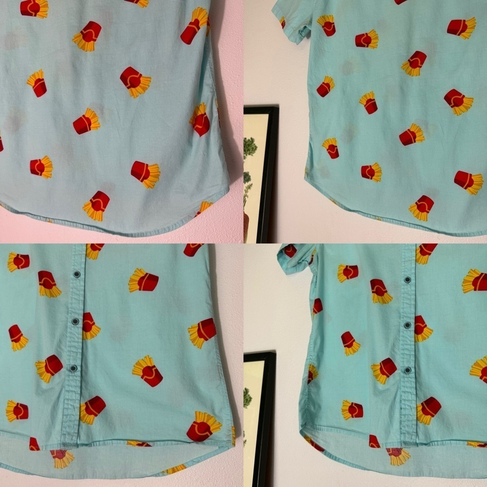 Five Points Industries NYC blue French fry print short sleeve button down size M - Picture 6 of 16